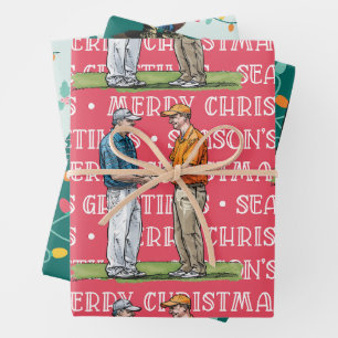 Golf Christmas with GOLF themed Wrapping Paper Sheet