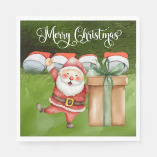 Golf Christmas with lots of Ball golfer Napkin
