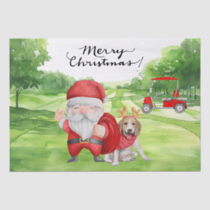 Golf Christmas with Santa Claus and Dog  Wrapping  Tissue Paper
