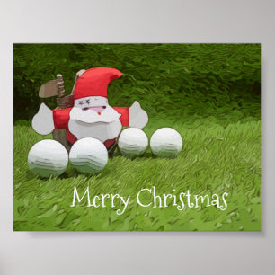 Golf Christmas with Santa Claus and golf balls Poster