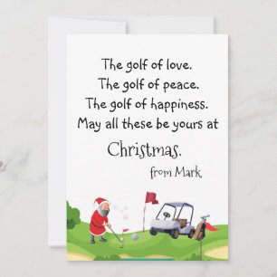 Golf Christmas with Santa Claus blessing Holiday Card