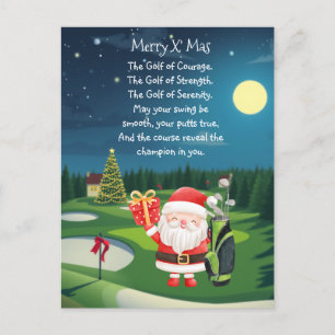 Golf Christmas with  Santa Claus blessing  Holiday Postcard