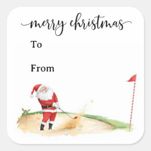 Golf Christmas with Santa Claus for golfer funny  Square Sticker
