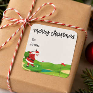 Golf Christmas with Santa Claus for golfer funny Square Sticker