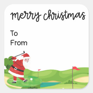 Golf Christmas with Santa Claus for golfer funny  Square Sticker