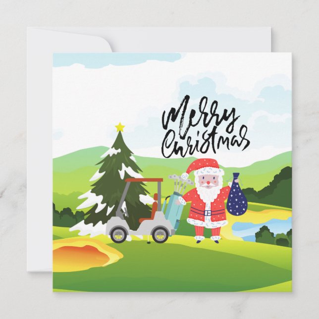 Golf Christmas with Santa Claus for  Golfer      Holiday Card (Front)