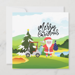 Golf Christmas with Santa Claus for  Golfer      Holiday Card