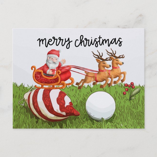 Golf  Christmas with Santa Claus for Golfer  Holiday Postcard (Front)