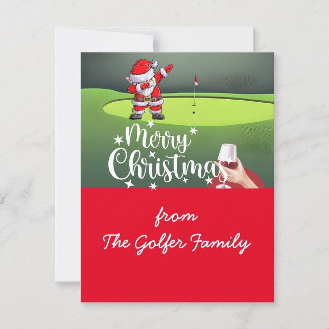 Golf Christmas with Santa Claus from Golfer Family Holiday Card (Front)