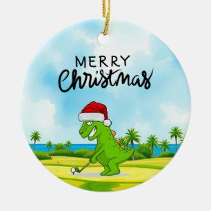 Golf Christmas with Santa Claus Golfer Ceramic Tree Decoration