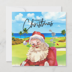 Golf Christmas with Santa Claus Golfer Holiday Card