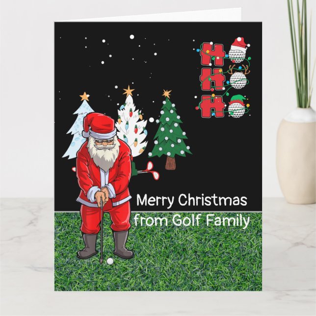Golf Christmas with Santa Claus golfing  Card (Front)