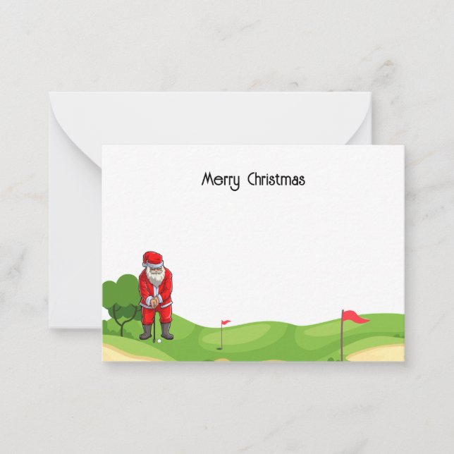 Golf  Christmas with Santa Claus golfing  Card (Front)
