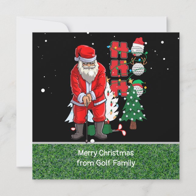 Golf Christmas with Santa Claus golfing  Holiday Card (Front)