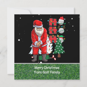 Golf Christmas with Santa Claus golfing  Holiday Card