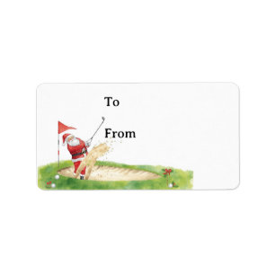Golf Christmas with Santa Claus golfing  Label