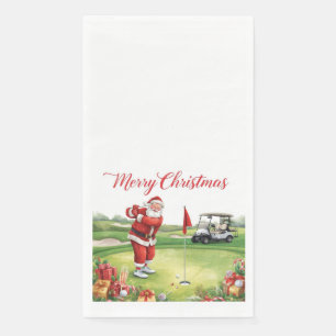 Golf Christmas with Santa Claus golfing Napkin