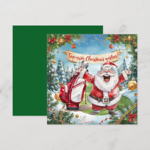 Golf  Christmas with Santa Claus  Holiday Card