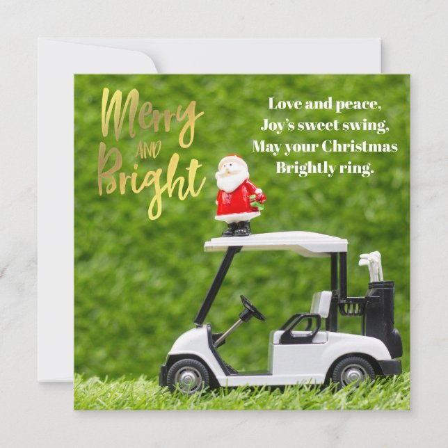 Golf Christmas with Santa Claus  Holiday Card (Front)