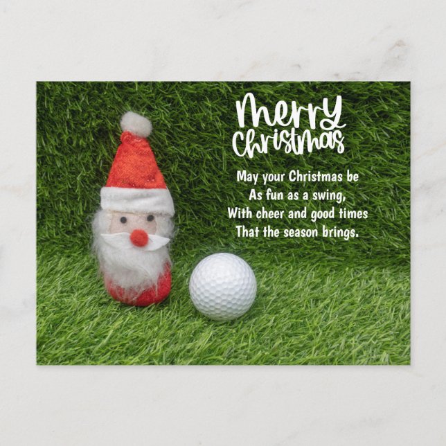 Golf Christmas with Santa Claus  Holiday Postcard (Front)