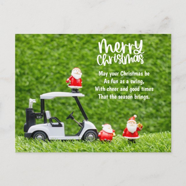 Golf Christmas with Santa Claus  Holiday Postcard (Front)