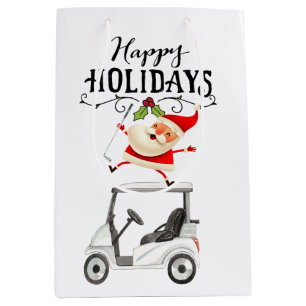 Golf Christmas with Santa Claus Medium Gift Bag