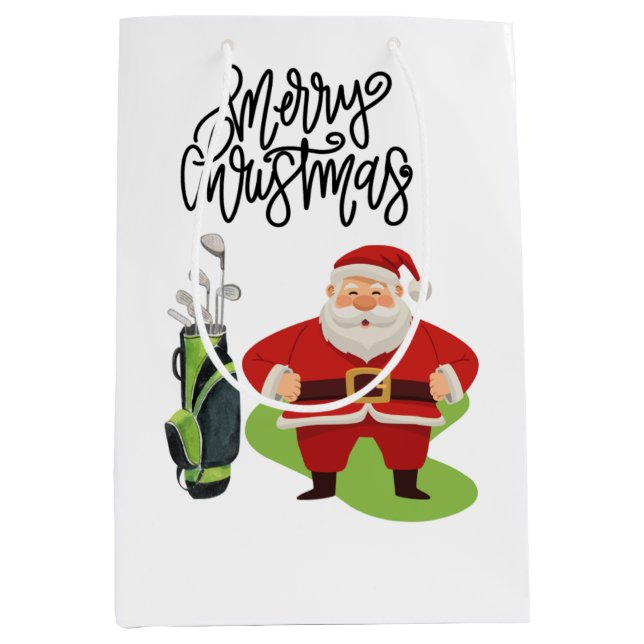 Golf Christmas with Santa Claus  Medium Gift Bag (Front)