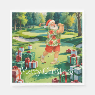 Golf Christmas with Santa Claus Napkin