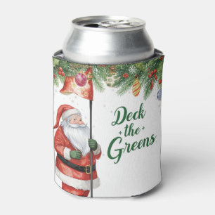 Golf Christmas with Santa Claus with funny text Can Cooler