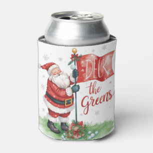 Golf Christmas with Santa Claus with funny text  Can Cooler