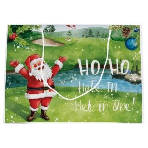 Golf Christmas with Santa Claus with funny text  Large Gift Bag