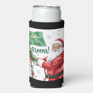 Golf Christmas with Santa Claus with funny text Seltzer Can Cooler