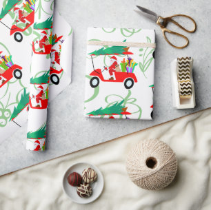 Golf Christmas with Santa Claus Wrapping Paper