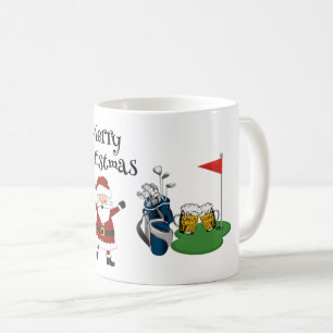 Golf Christmas with Santa  golf flag beer and bag Coffee Mug