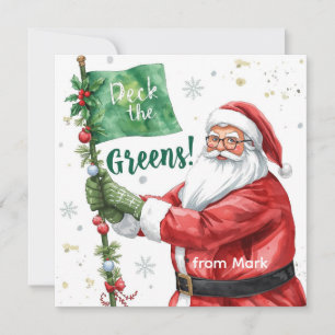Golf Christmas with Santa Golfer on golf course  Holiday Card
