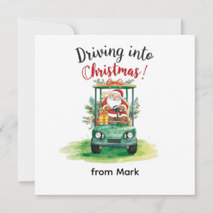 Golf Christmas with Santa Golfer on golf course  Holiday Card