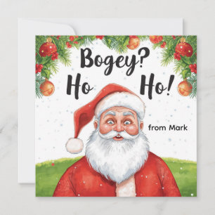 Golf Christmas with Santa Golfer on golf course  Holiday Card