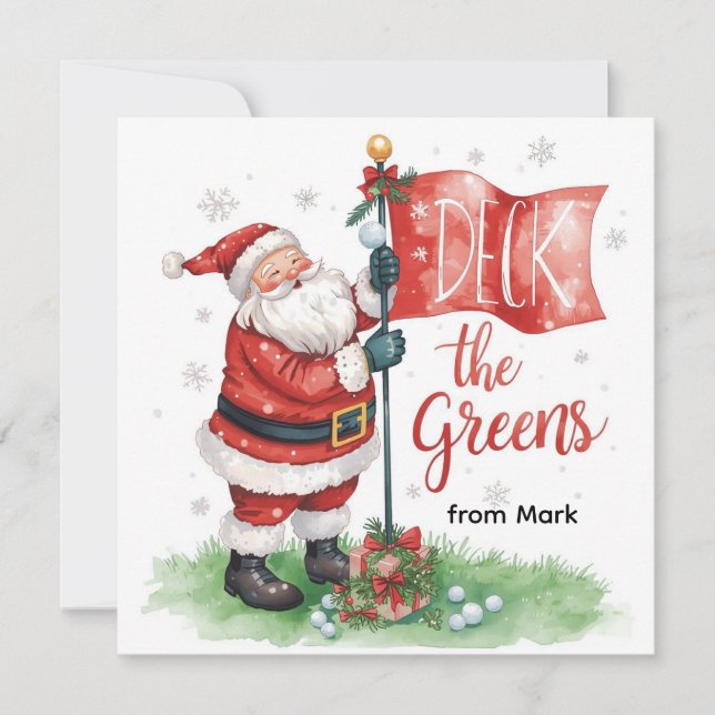 Golf Christmas with Santa Golfer on golf course  Holiday Card (Front)