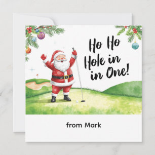 Golf Christmas with Santa Golfer on golf course  Holiday Card
