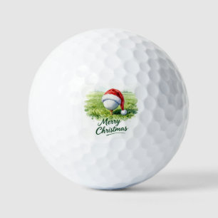 Golf Christmas with Santa Hat Balls