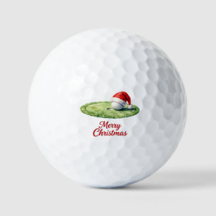 Golf Christmas with Santa Hat Balls