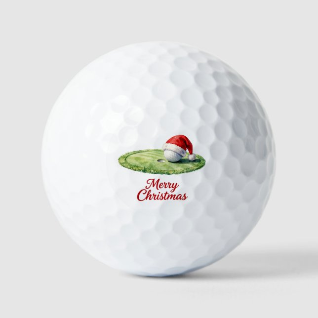 Golf Christmas with Santa Hat Balls (Front)