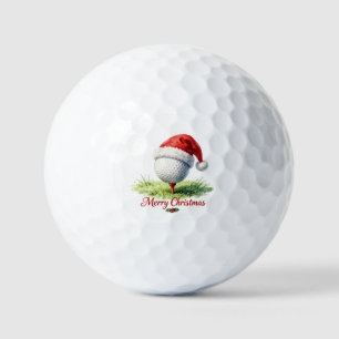 Golf Christmas with Santa Hat Balls