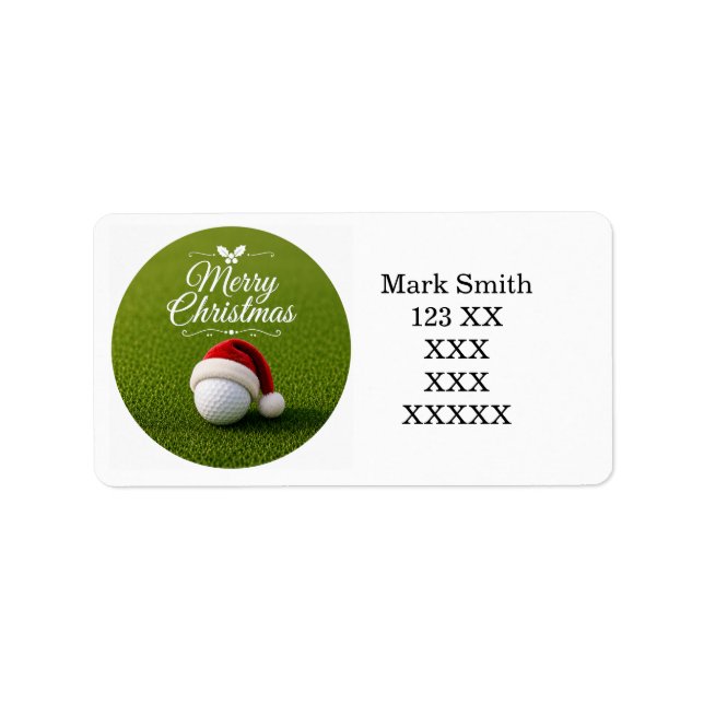 Golf Christmas with Santa Hat for Golfer Label (Front)