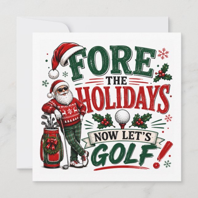 Golf Christmas with Santa Let's Golf Invitation (Front)