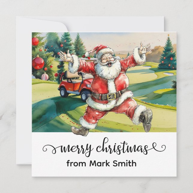 Golf Christmas with Santa riding golf cart (Front)