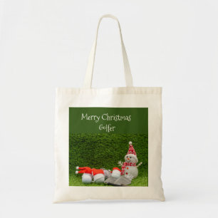 Golf Christmas with Snowman and golf balls Santa Tote Bag