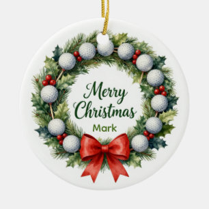 Golf Christmas Wreath  Ceramic Tree Decoration