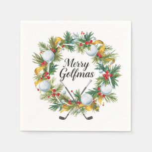 Golf Christmas Wreath with Golf Ball Wreath  Napkin