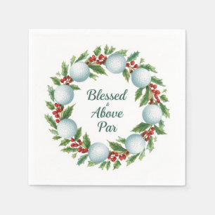 Golf Christmas Wreath with Golf Ball Wreath  Napkin